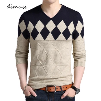 DIMUSI Autunno Inverno Mens Pullover Maglione da uomo Dolcevita Casual Maglione con scollo a V da uomo Slim Fit Pullover lavorato a maglia Abbigliamento 3XL 1