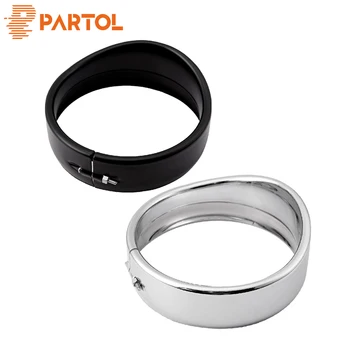 

Partol Chrome Black 5.75" Motorcycle Headlight Bezel Decorate Trim Ring Protect Guard Cover Cap For Harley XL883 XL883L XL883N