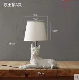 Dogs Anmails Table Lamp Black with Lampshades Art Decor Resin Table Lamp for Bedroom Living Room Children Room Kids Bedside Lamp - Цвет абажура: 7