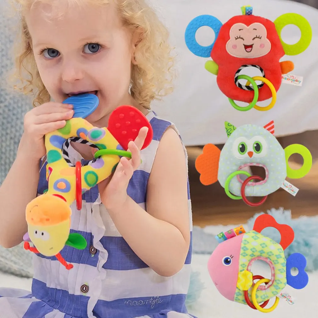 

Playmate Plush Toy Animals Baby Teether handbell baby pacifying doll Girls Boys Birthday Gifts Kids Bells Rattles Toy Teething