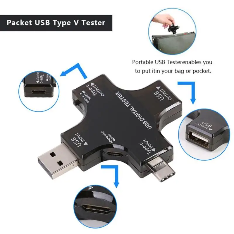 Многофункциональное безопасное напряжение и ток цифровой тестер тип-c PD USB Тестер Вольтметр постоянного тока Амперметр Вольтметр
