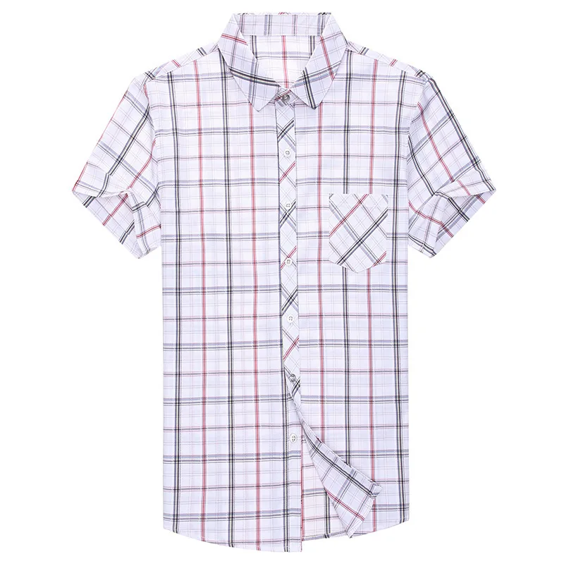 

Business Male Formal Shirts For Men Clothing Summer Thin Short Sleeve Plaid Print Silm Shirt Brand Casual Dress Camisa Masculina
