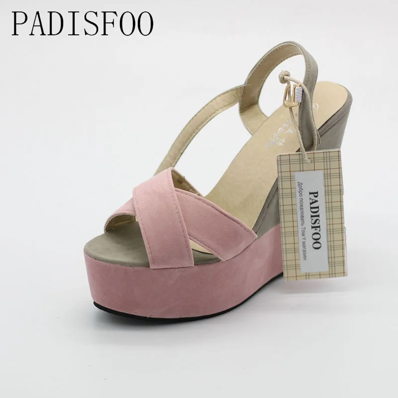 POADISFOO 2017 Summer Sandals With New high heeled Wedge With The Color Of The United Kingdom
