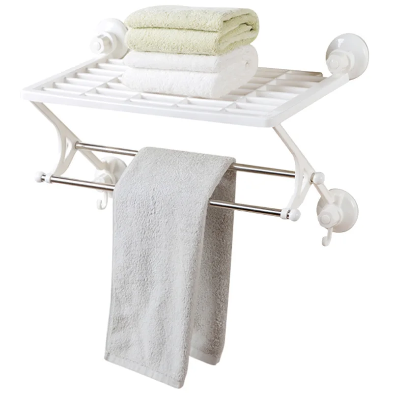 

Without Traces Suction Cup Double Towel Rack Free Punching Towel Rack Suction Wall Towel Hanging Rod Multi-Function Rack ZM117