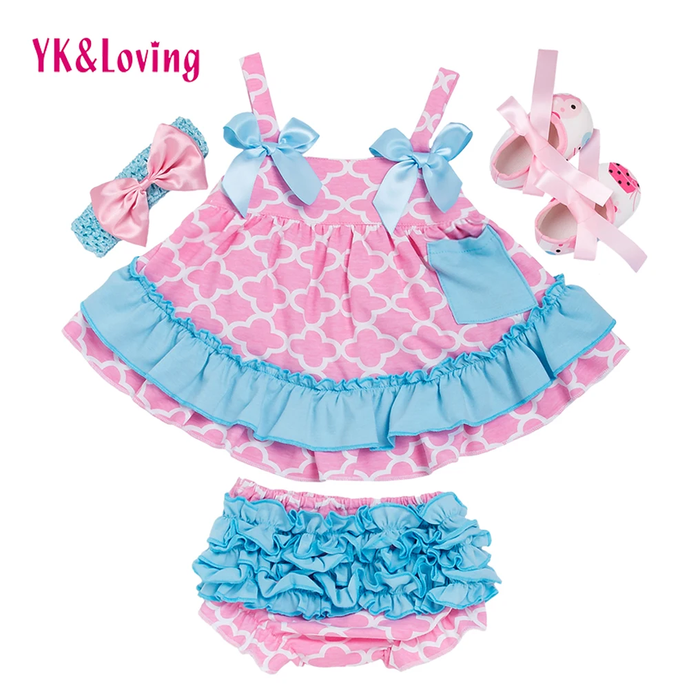 Baby Girl Ruffle Bloomer Sling Bat Shirt + Ruffle PP shorts 3Pcs Sets