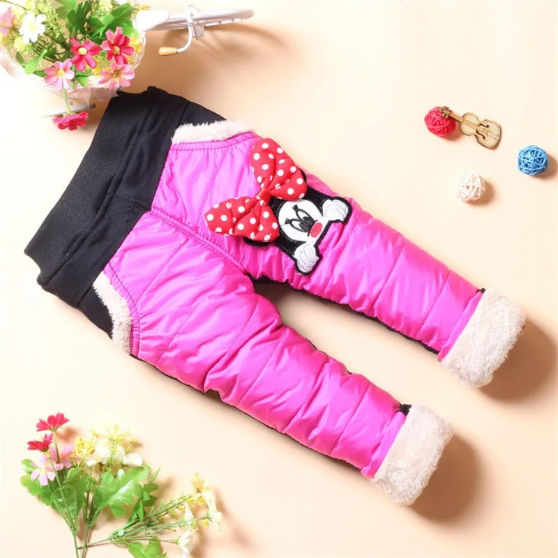 BibiCola 2017 winter childern infants pants baby girls plus thick velvet trousers kids warm