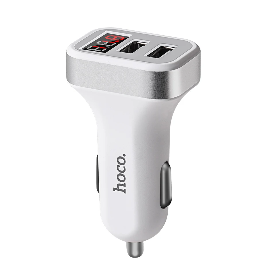 HOCO شاحن سيارة شاشة ديجيتال المزدوج USB ميناء ل فون باد سامسونج Xiaomi الهاتف محول الشحن 3.1A سيارة-شاحن مزدوج USB
