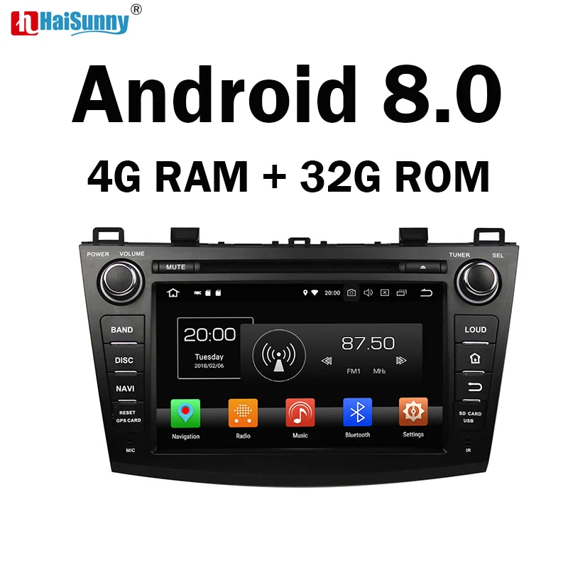 

HaiSunny 4GB RAM Octa Core Android 8.0 Car DVD GPS Navigation Multimedia Player Stereo For Mazda 3 2009/10 2011 2012 2013 Radio