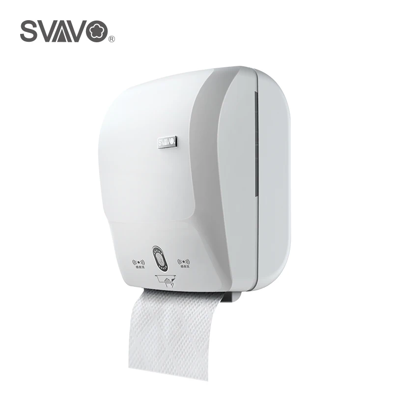 Настенный ABS пластик Автоматический Датчик диспенсер для бумажных полотенец сенсорный держатель для бумажных салфеток для кухни - Цвет: White