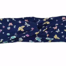 T185024 Новейшие хорошего хлопка стрейч моды с принтом бабочки, очаровательный и удобный Тюрбан повязка на голову