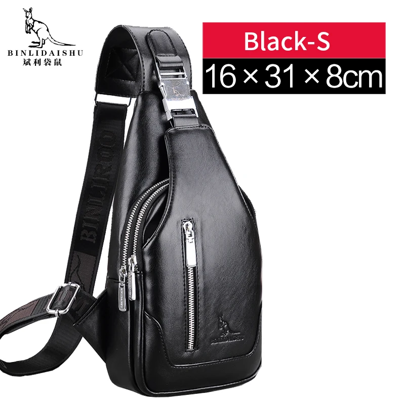 8812S-black Мужская сумка для груди мужская кожаная сумка для груди USB Backbag с отверстием для наушников функциональный органайзер для путешествий мужская сумка-слинг - Цвет: 8812S-black