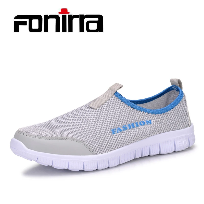 

FONIRRA Men Casual Shoes 2019 New Summer Breathable Mesh Casual Shoes Size 34-46 Slip On Soft Men's Loafers Outdoors Shoes 131