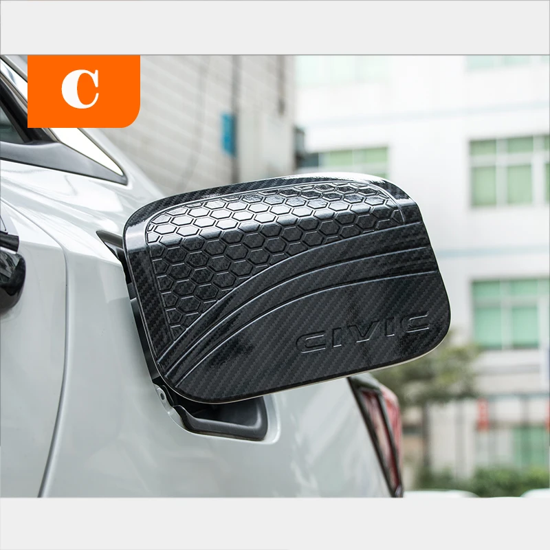 Car Styling Carbon Fiber Lines Scratch Resistant Car Fuel Tank Cap Stickers For 10th HONDA CIVIC