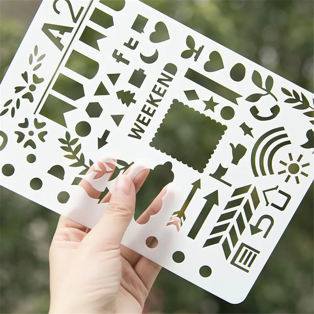 

2pcs Cutout Layering Stencils DIY Scrapbooking Stamping Stencil Wall Painting Drawing Template Diary Decor Cake Spray Mold