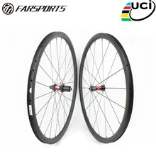 Farsports FSC38-CM-25 DT240(36 Ratchets) 700c 25mm wide carbon wheels 38mm, U shape clincher carbon bicycle wheels with sapim