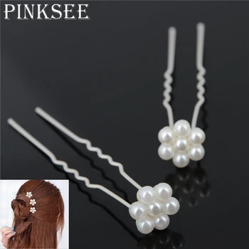 

PINKSEE 20Pcs/Set New Fashion Hair Pins White Simulated Pearl Flower Hair Clips Bridal Bridesmaid Wedding Accessories Headpiece