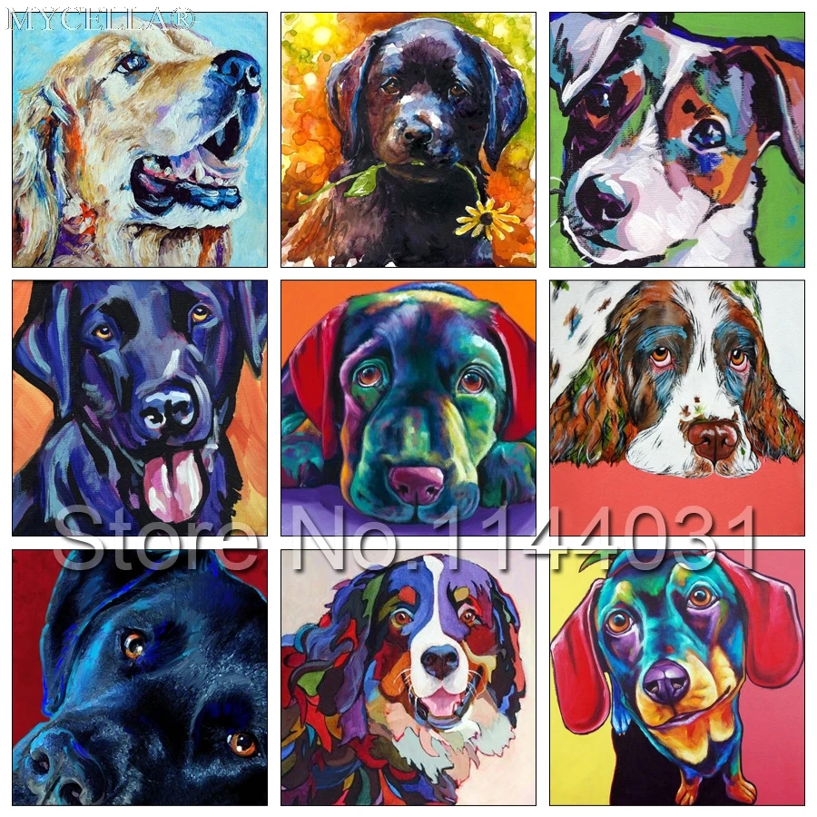 5D Diy Diamond Painting Colorful Dog Embroidery Kits Crystal Full