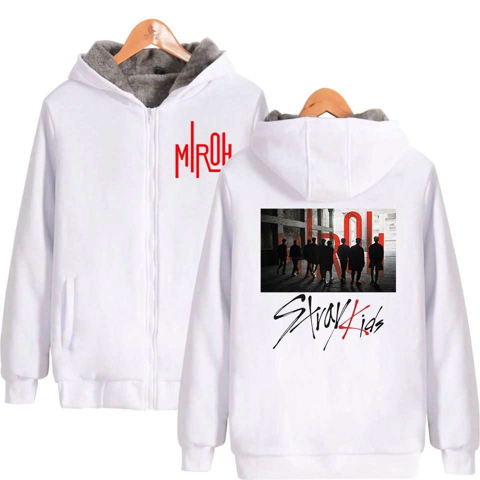 Осенне-зимняя куртка на молнии Kpop Stray Kids Miroh Idol, пальто популярная уличная одежда для детей, певицы, теплая Женская/мужская толстовка с капюшоном