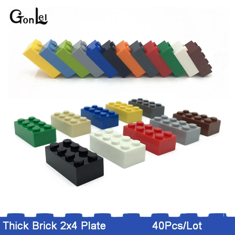 40Pcs/lot MOC Brick 2X4 Particles Small Parts Building Blocks DIY Toy Compatible with Brick 3001