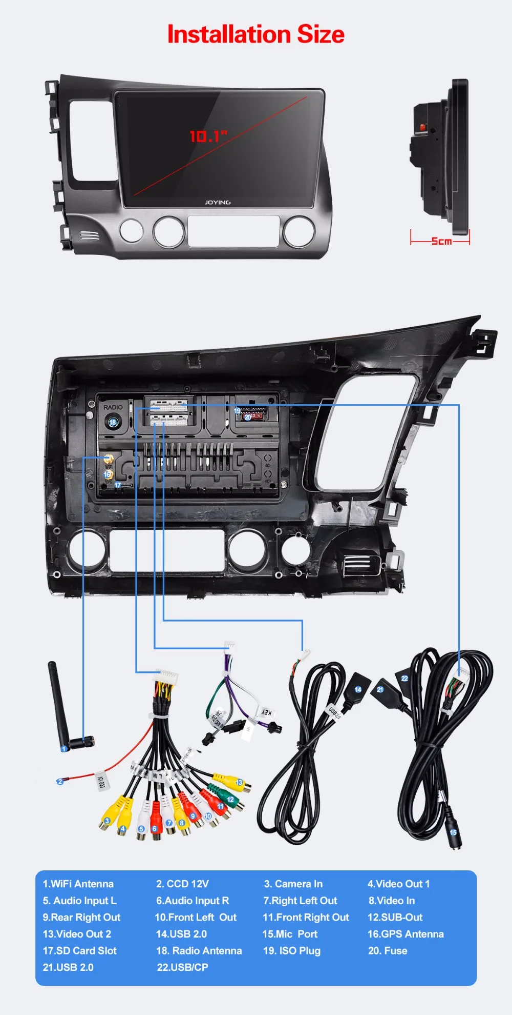 Top JOYING android 8.1 car autoradio radio gps stereo for Honda civic 2006-2011 with Carplay Android auto IPS Octa Cores 4GB RAM 14