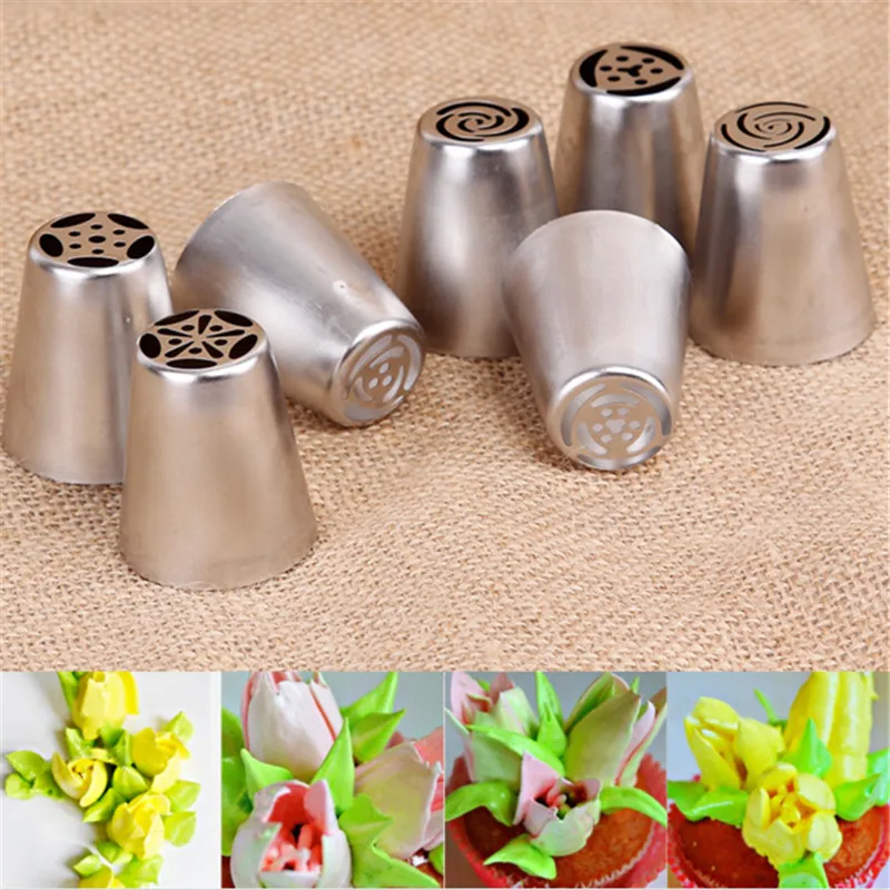 Stainless Steel Russian Nozzles Fondant Icing Piping Tips Pastry Tubes