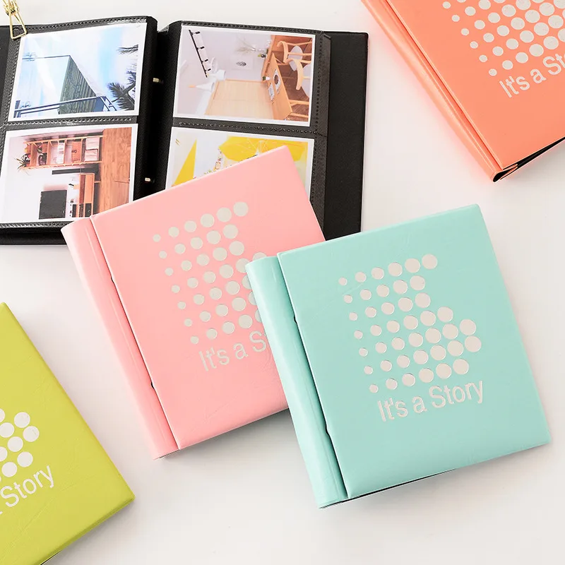 

100 Pockets It's a Story Photo Album Holder Pure Color Dots Album for 4 Inch Mini Instax & Name Card Baby Kid Photo Album