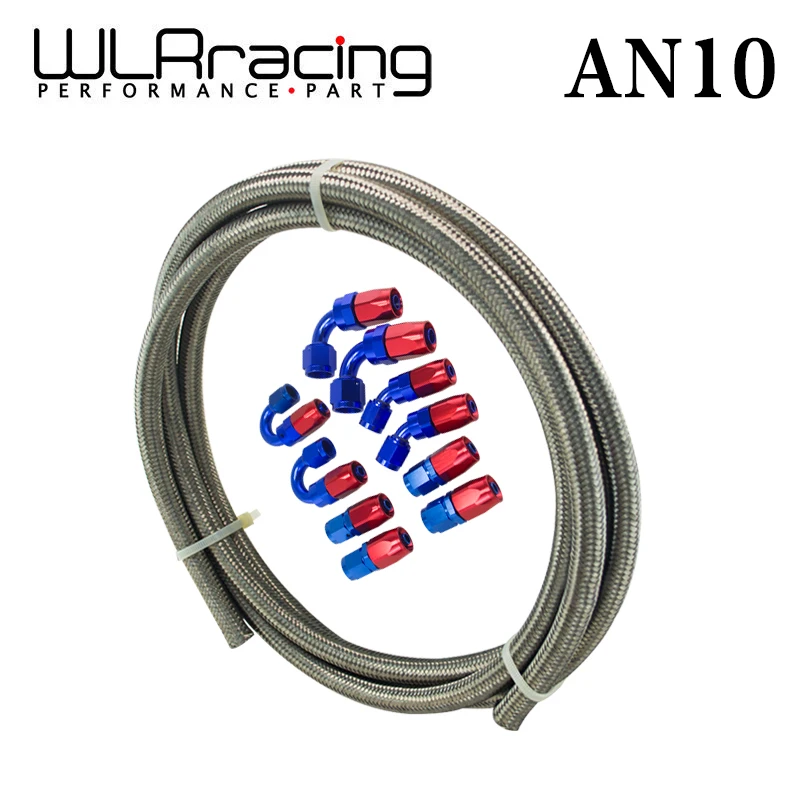

WLR RACING AN10 STEELNESS/STEEL BRAIDED 5M AN10 STAINLESS OIL/FUEL OIL LINEline + 10AN Fitting 10-AN Hose End Adaptor KIT
