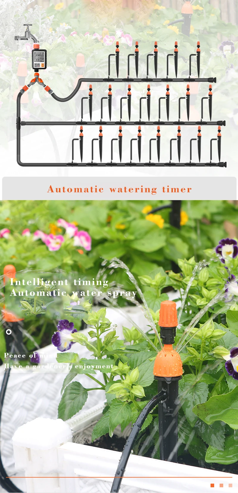 Автоматический полив растений микро капельного орошения системы большой экран сад завод самополива капельного орошения набор для таймера