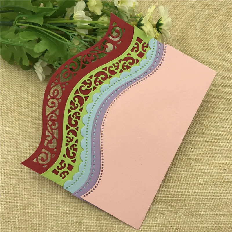 

6PCS Vintage Lace Embrossing Curved Wavy Border Edge Metal Cutting Dies Embossing Scrapbooking Paper Card Making DIY Card