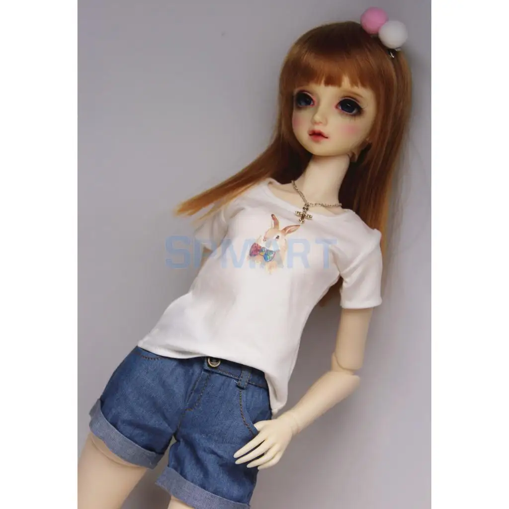 MagiDeal Cotton Summer Short Sleeve T-shirt Dress for 1/3 1/4 BJD for SD for Dollfie Dolls Clothes Accessory Kids Girls Gift