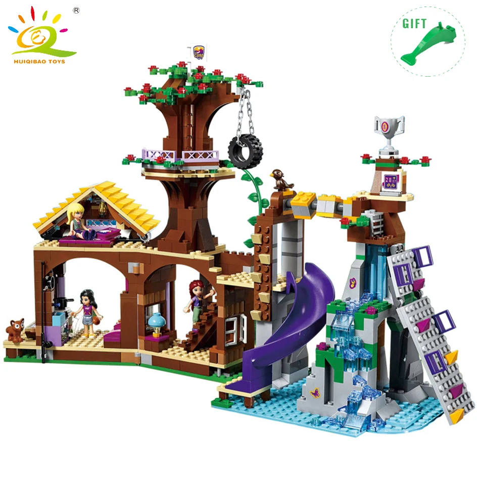 

HUIQIBAO TOYS Friends Adventure Camp Tree House Building Blocks Compatible Legoed Friends City Toys For Children Girls Gifts