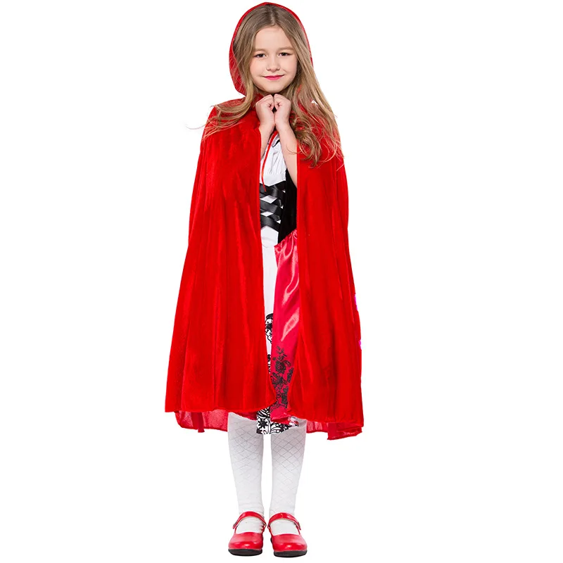 Костюмы на Хэллоуин, женское маскарадное платье, сказочное платье с красной шапочкой, женское платье для ролевых игр, кавайная форма с накидкой