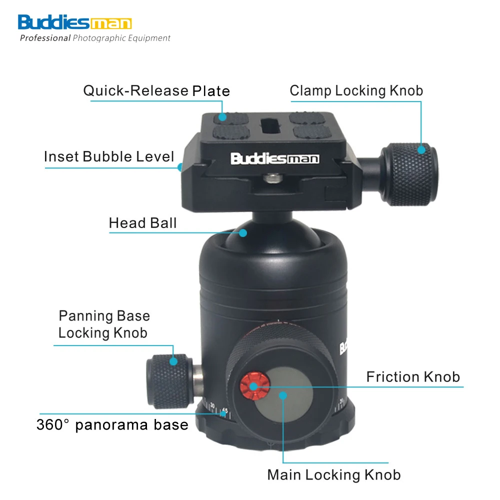 

Universal Arca Swiss Tripod Ball Head with Quick Release Plate,Professional Heavy Duty Tripod Ball Head for Tripod, Monopod DB-2
