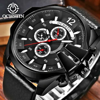 

OCHSTIN Men Quartz Watch Black Big Dial Sport Waterproof Wristwatches Clock Gifts For Man Business Watches Relogio Masculino