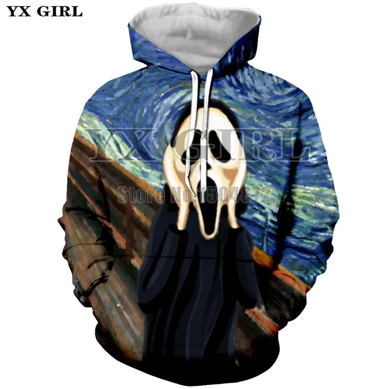 Толстовка YX Girl с капюшоном на Хэллоуин толстовка 3d принтом крика для женщин и