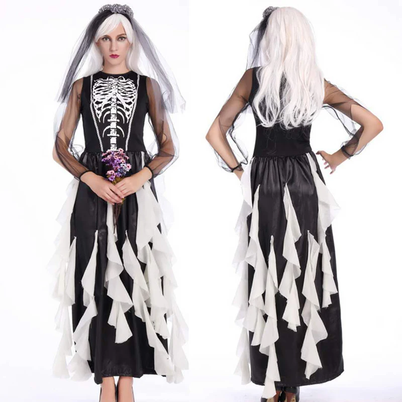 

2018 new high-quality stage party costume Halloween anime vampire cosplay black sexy long dress demons costume cosplay zombie ga