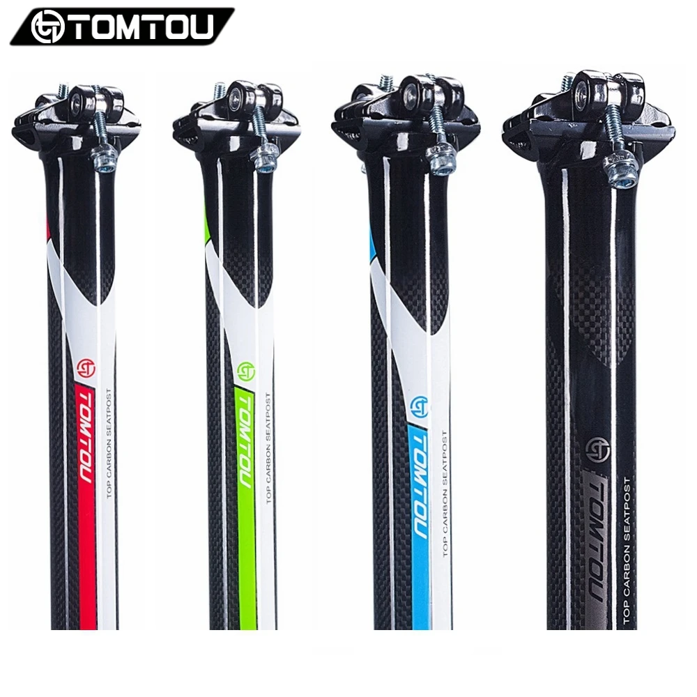 

TOMTOU Ultralight 250g 3k Carbon Road/Mountain Bike Cycling Seatpost Racing Seat Tube 27.2/30.8/31.6mm Red, Green, Blue, Gray