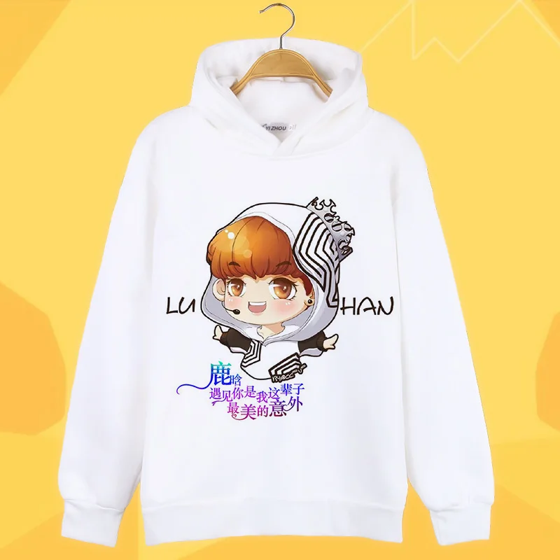 EXO Kpop корейский уличная мультфильм толстовки для женщин/мужчин модные пуловеры осень теплые kawaii толстовки с капюшоном Милая Одежда для девочек