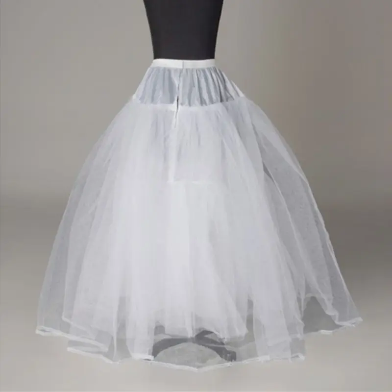 

Women Bridal 3 Hoop A-Line Floor-Length Full Slip Petticoat Ball Gown Two-Layer Elastic Waist Wedding Dress Crinoline Underskirt