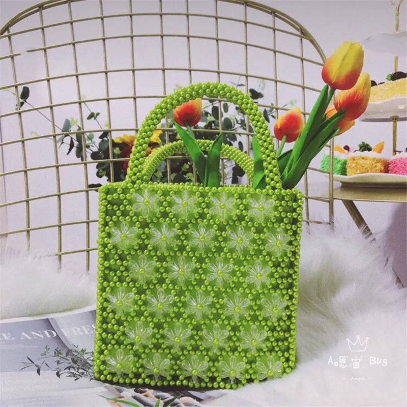 

2019 New Handmade Six Petal Weave Heart Pearl Tote Famous Designer High Quality Luxury Fashion Evening Bags Women Handbags