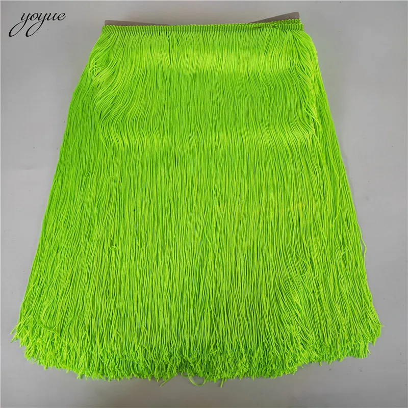 fluorescent green 10 ярдов/партия 50 см широкая красная кружевная бахрома отделка отделочная кисточка для DIY латинское платье сценическая одежда кружевные аксессуары лента - Цвет: fluorescent green