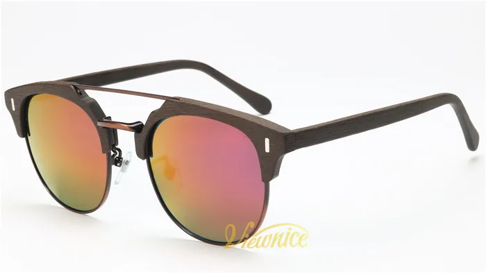 Деревянные солнцезащитные очки для мужчин, Ретро стиль, Gafas de sol, дизайнерские солнцезащитные очки, металл и дерево, поляризованные солнцезащитные очки, женские очки, Oc - Цвет линз: C19 Red Orange