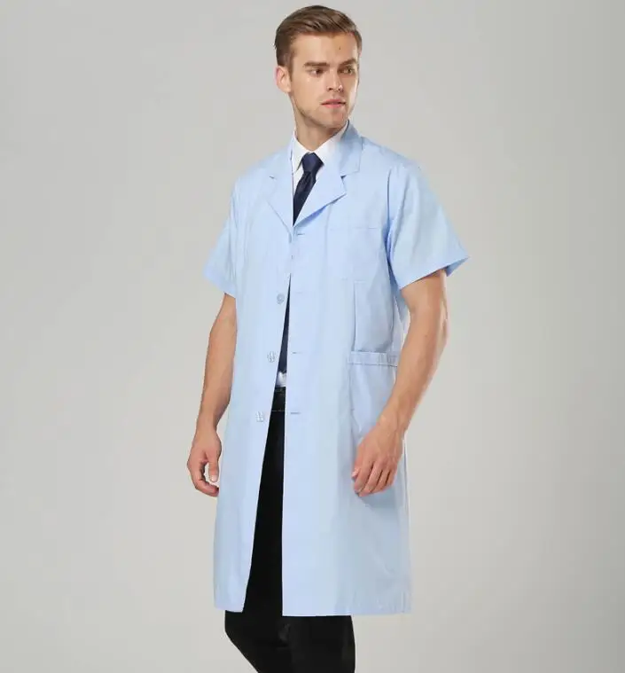 White coat Short sleeves Medical smocks Man Lab coat Summer Beautiful