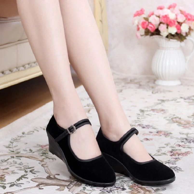 Cresfimix Confortable Hôtel De Taille Compensé Travail Accrue Noir Mode Femme Chaussures Talon Danse b A Dame A2387 1EwEWqr8U