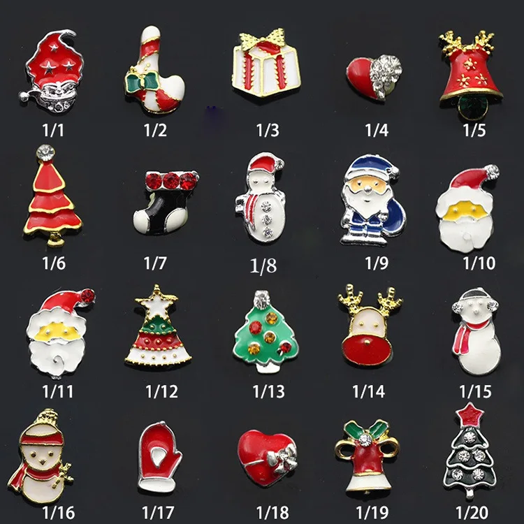 100pcs Alloy Nail Art Decorations 3d Charm Glitter Christmas Design Rhinestone art Tools | Красота и здоровье