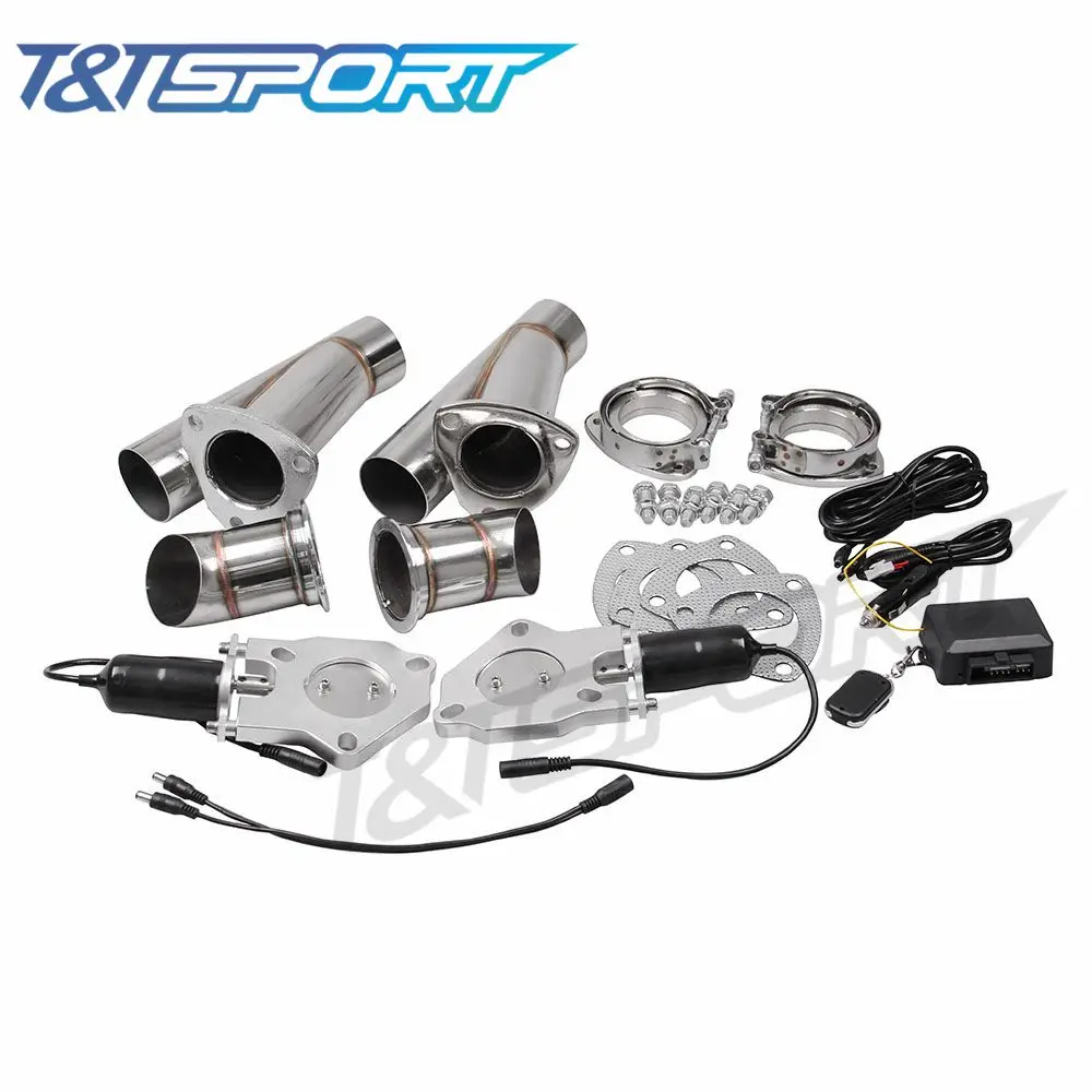 RYANSTAR RACING 2pcs Exhaust Cut Out Remote Control Stainless Steel Y Headers Pair Electric