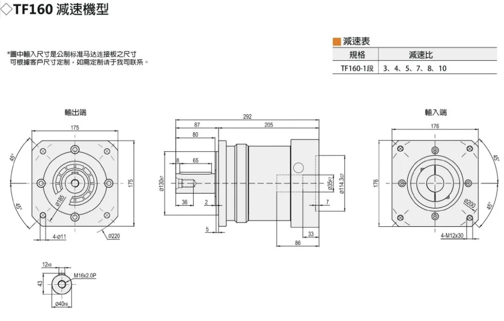 160 Двойной Фиксатор Spur gear планетарный редуктор 6 аркмин 3:1 до 10:1 для 180 рамки AC Серводвигатель входной вал 35 мм