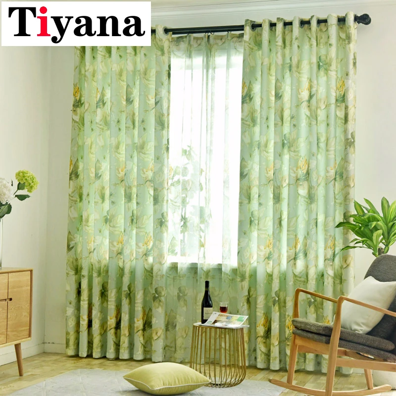 

Green Rustic Style Curtains for Bedroom Study Living Room Curtains P338D3