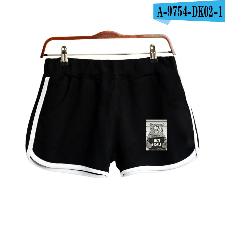 Frdun Tommy I Hate People Sexy Shorts Women New Casual Cotton Short Contrast Elastic Waist Short Fast Drying Drawstring Clothing - Цвет: Black