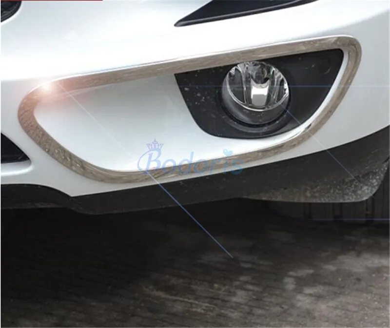 Car Styling Stainless Steel Front Fog Lamp Cover Overlay Light Frame Panel Chrome For Porsche Macan 2014 2015 Accessories | Автомобили и